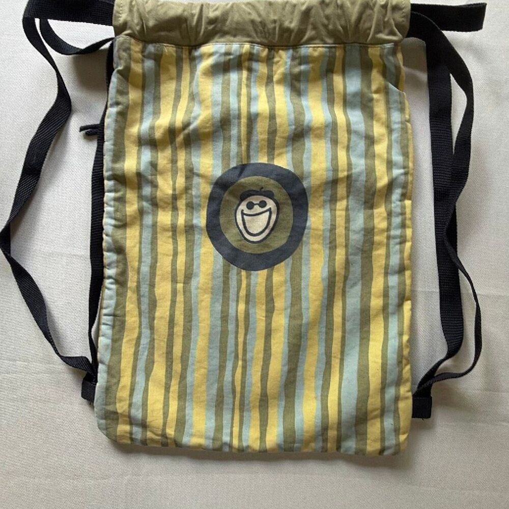 Life is Good Drawstring Backpack. striped Cinch Sack